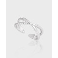 A40939 unique minimalist geometric rope s925 sterling silver ring