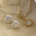 A37790 sterling silver shell heart simple fashion stud earrings earrings