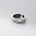 A42985 s925 silver simple thai print vintage ring