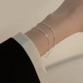 A36116 s925 sterling silver simple doublelayer charm bracelet