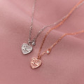 A39064 s925 sterling silver rhinestone heart elegant trendy necklace