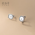 A32314 s925 sterling silver unique cute bear prin earrings