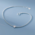 A42523 s925 sterling silver circle rhinestone charm fashion simple bracelet