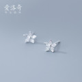 A32234 s925 sterling silver cute trendy unique rhinestone flower earrings