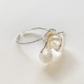 A32652 925 sterling silver pearl irregular flower ring