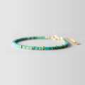 A36472 s925 sterling silver vintage square green turquoise charm bracelet