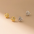 A43382 s925 sterling silver braided hollowed heart stud fashion earrings