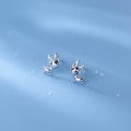 A35926 s925 sterling silver trendy christmas deer black rhinestone earrings