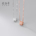 A32402 s925 sterling silver rhinestone pendant hollowed chic unique necklace