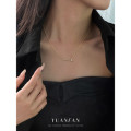 A43031 s925 sterling silver design cubic zirconia geometric choker necklace