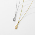 A34520 s925 sterling silver simple hollowed teardrop necklace