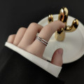 A36296 925 sterling silver doublelayer weave adjustable ring