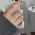 A46427 s925 sterling silver simple hollowed sparkling rhinestone classic ring