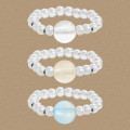 A45893 natural crystal bead stretchy rope s925 sterling silver beaded ring