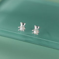 A35920 s925 sterling silver bear pearl earrings