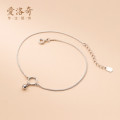 A33337 s925 sterling silver simple circle boxchain anklet chic elegant bracelet