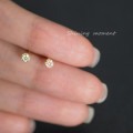 A43463 s925 sterling silver rhinestone circle stud trendy disk piercing earrings