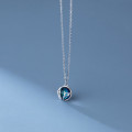 A35338 s925 sterling silver chic simple glass circle deer sweet necklace