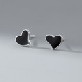 A40724 s925 sterling silver black heart stud elegant earrings