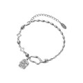 A42234 s925 silver thai vintage smilingface charm bracelet