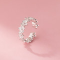 A45825 s925 sterling silver trendy daisy adjustable rhinestone flower ring