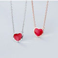 A34569 s925 sterling silver simple red heart trendy necklace