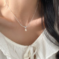 A45840 s925 sterling silver rope wrap dainty simple teardrop natural pearl necklace