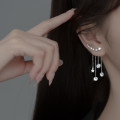 A35746 s925 sterling silver trendy rhinestone tassel sweet earrings