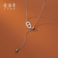 A33031 s925 sterling silver simple rhinestone oval necklace