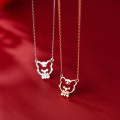 A35399 s925 sterling silver chic simple trendy bow sweet necklace