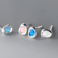 A40708 s925 sterling silver trendy artificial opal oval stud cute sweet simple earrings