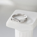A46316 s925 sterling silver rhinestone butterfly double layered bar ring