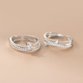 A46429 s925 sterling silver simple layered rhinestone ring