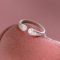 A44313 silver dainty simple matte finish adjustable ring
