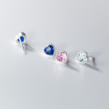 A36837 s925 sterling silver colorful heart rhinestone earrings