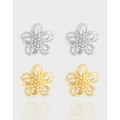 A42617 design double doublelayer layered hollowed flower stud earrings
