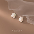 A33613 S925 simple white vintage oval earrings