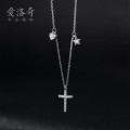 A33007 s925 sterling silver simple unique rhinestone heart stars cross necklace