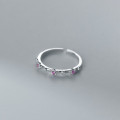 A36152 s925 sterling silver trendy rhinestone adjustable ring