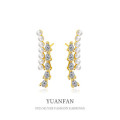 A38601 sterling silver sparkling rhinestone cubic zirconia stud unique pearl earrings