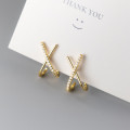 A44752 s925 silver simple rhinestone trendy stud elegant earrings