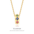 A38595 sterling silver vintage colorful cubic zirconia elegant necklace