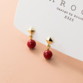 A35545 s925 sterling silver simple rhombic pearl earrings