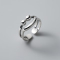 A39307 s925 sterling silver smiling face vintage unique design ring