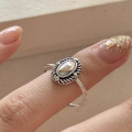 A44729 sterling silver oval unique elegant vintage ring