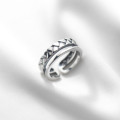 A32181 s925 sterling silver vintage silver doublelayer braide ring