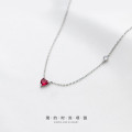 A34106 s925 sterling silver fashion red rhinestone heart necklace