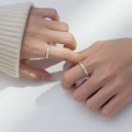 A38393 s925 sterling silver simple bar stripe grade ring