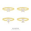 A43412 s925 sterling silver cubic zirconia braided square ring
