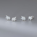 A45098 s925 sterling silver sweet rhinestone leaf stud earrings